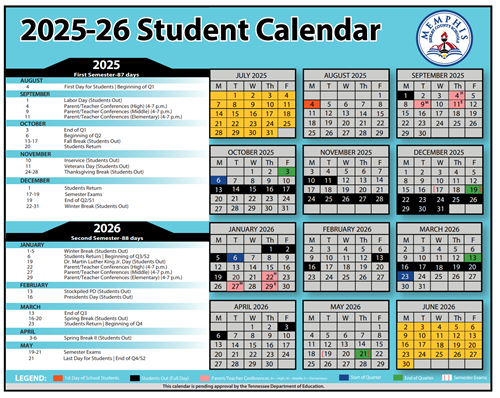2025-26 Student Calendar